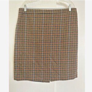 J. CREW Brown Herringbone Wool Pencil Skirt 14